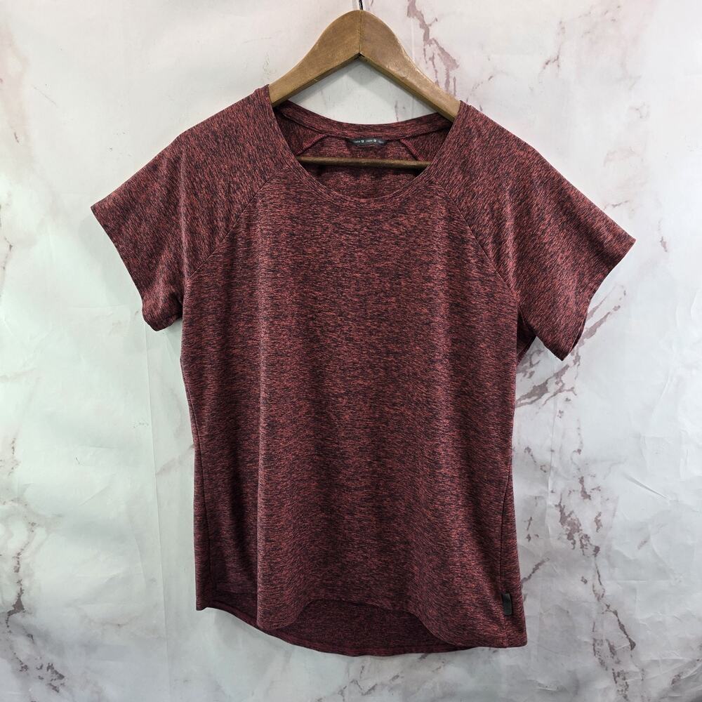 Oiselle Shirt Womens 12 Pink Flyout Short Sleeve Crew Heathered Soft Tee